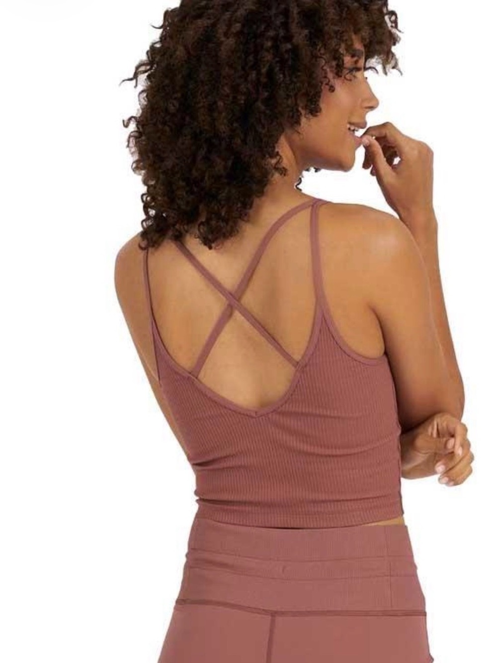 Vuori Rib Crop Tank Rosewood Pink XL